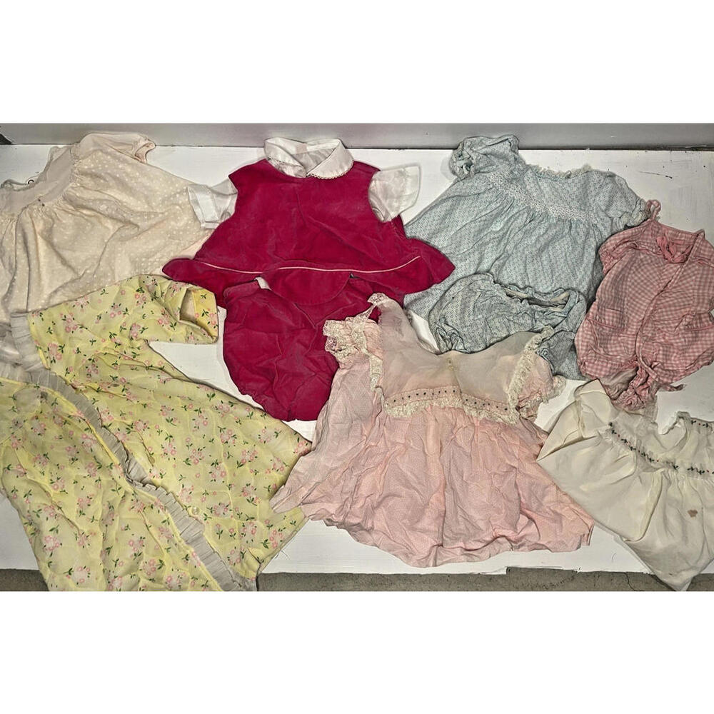 1968 Vintage Baby Clothing Lot Dresses Romper Bathrobe Blouse